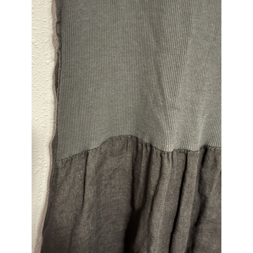 Made in Italy Midi Dress Women's Size L/XL Black Ruffle V-Neck Patch Pockets - Picture 6 of 7